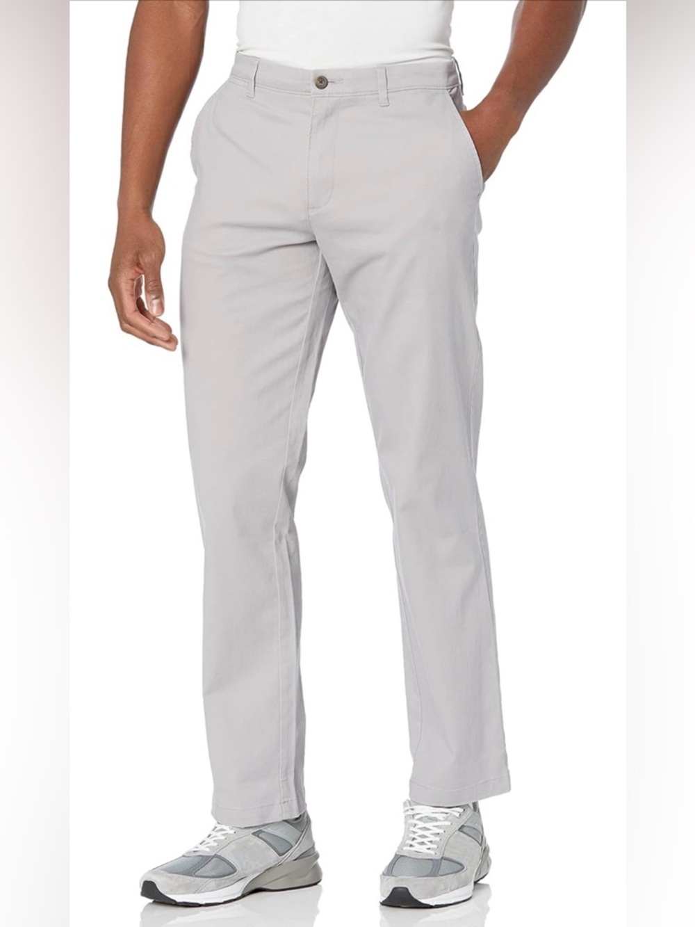 Men's Classic Straight-Leg Chinos in Light Gray